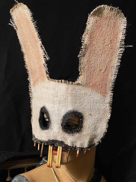 Creepy Rabbit Mask, Scary Masquerade Mask, White Burlap Bunny Mask ...