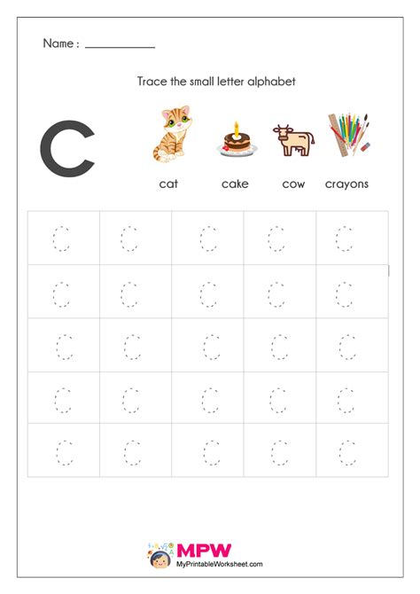 Small Letter C Tracing Worksheets | Letter Tracing Worksheets