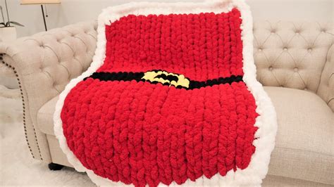 Hand Knit A Santa Blanket Becozi Jumbo Chenille Yarn Youtube