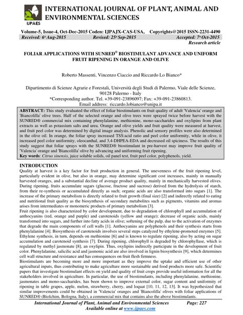 Pdf Foliar Applications With Sunred ® Biostimulant Advance And