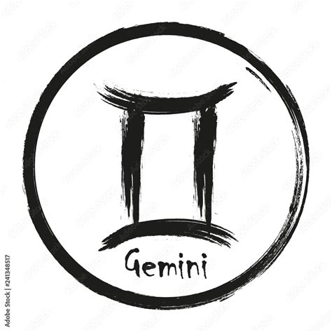 Zodiac sign Gemini isolated on white background. Brush hand drawn ...