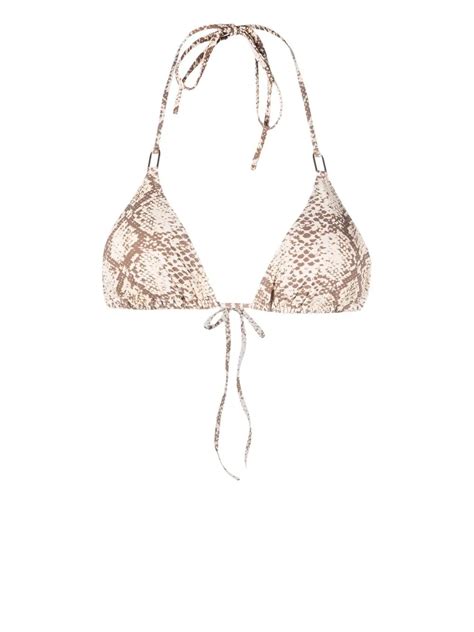 Melissa Odabash Cancun Snakeskin Print Bikini Top Neutrals FARFETCH UK