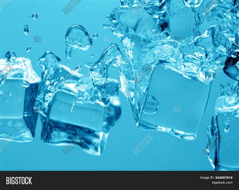 Ice Cubes Blue Water Image Photo Free Trial Bigstock