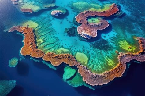 Premium AI Image | Aerial shot of unique atoll formation and its vivid ...