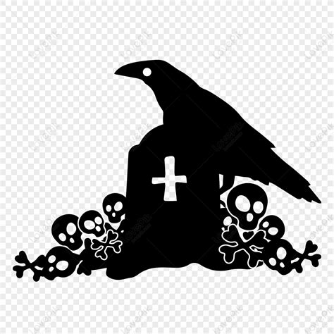 Halloween Crow Silhouette, Black And White, Horror, Black Crow PNG ...