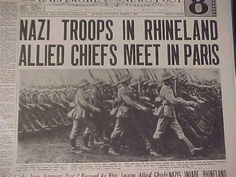 VINTAGE NEWSPAPER HEADLINE World War 2 Germany Nazi Hitler Army Rhine