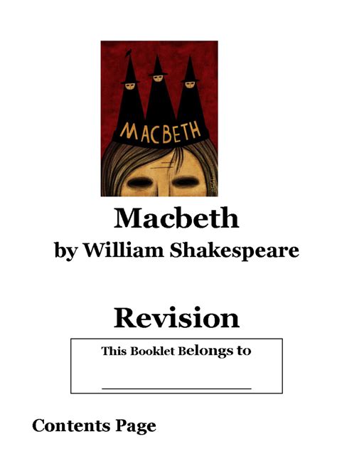 Macbeth Revision Booklet Macbeth By William Shakespeare Revision This