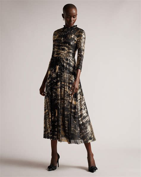 Abstract Print Midaxi Dress Iggiey Black By Ted Baker Jellibeans