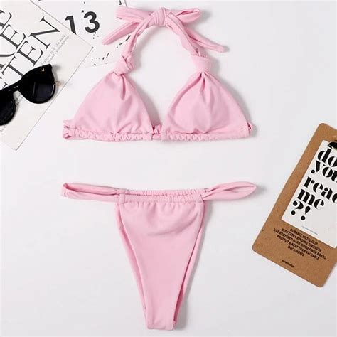 Sexy Halter Knot Micro Bikini Woman Swimsuit Female Thong Swimwear