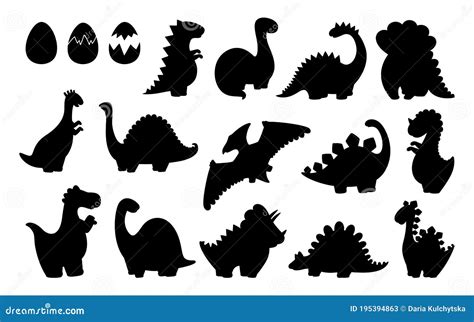 Dinosaur Black Silhouette Cartoon Vector | CartoonDealer.com #67429419