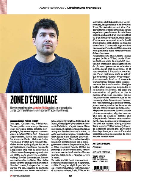 Antoine Philias dans Livres Hebdo Asphalte éditions