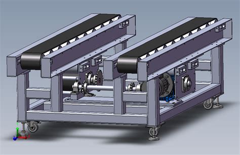 B3146 双轨道滚筒皮带输送机solidworks模型图纸下载 懒石网