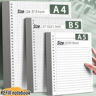 60 Sheet A5 B5 A4 Refill Pages 20 26 30 Holes Loose Leaf Notebook