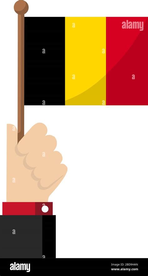 Holding The National Flag In Hand Flat Vector Illustration Belgium