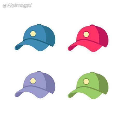 Cap icons set cartoon vector Baseball hat Sport head 이미지 1491395282