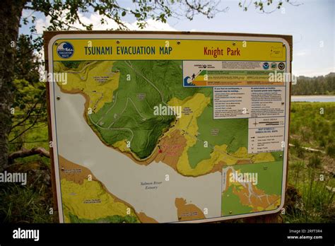 Tsunami warning map along the Oregon coast Stock Photo - Alamy