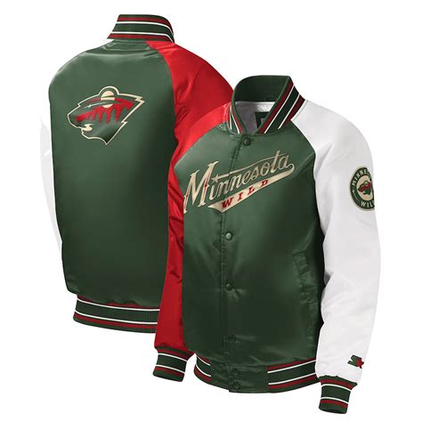 Starter Satin Green Varsity Minnesota Wild Youth Jacket - Jackets Masters