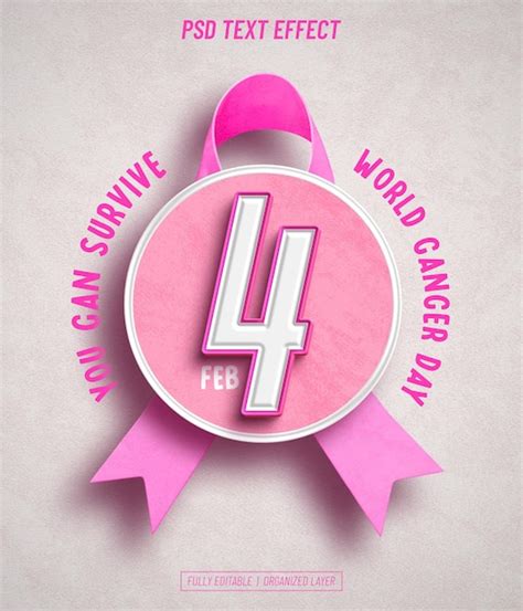 Premium Psd World Cancer Day Awareness Editable Text Effect