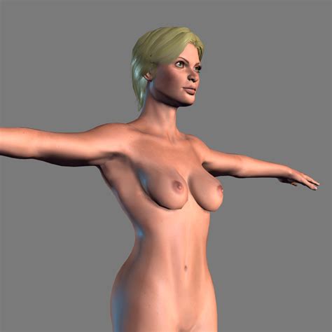 Datei D Animated Naked Woman Rigged D Game Character Low Poly D