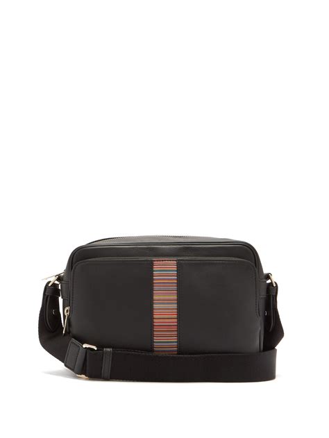 Paul Smith Signature Stripe Leather Cross Body Bag In Black For Men Lyst