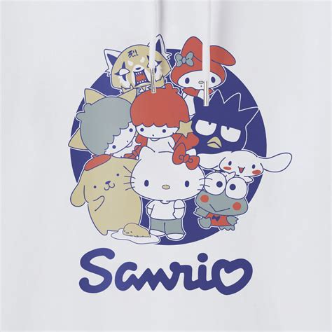 Sanrio Group Japanese Logo Premium Organic Cotton White Hoodie Shop