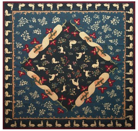 Medieval Bleu French Tapestry Throw Blanket