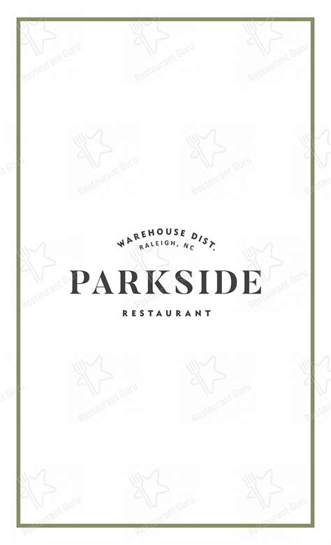 Menu at Parkside Restaurant, Raleigh