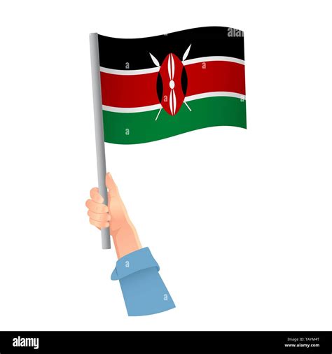 Kenya flag in hand. Patriotic background. National flag of Kenya ...