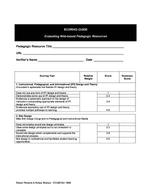 Fillable Online Scoring Guide Fax Email Print Pdffiller