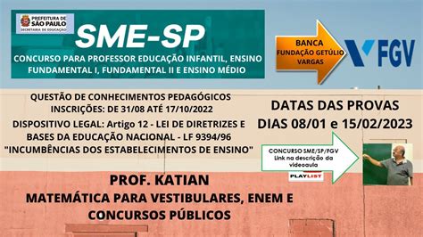 AULA 41 CONCURSO SME SP ART 12 LDB LF 9394 96 Incumbências das