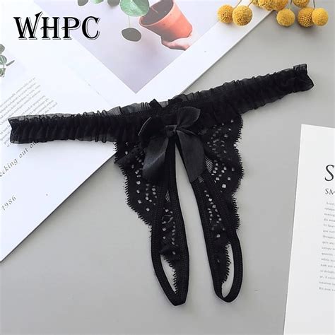 Womens Lace Bowknot Panties Ladies Open Crotch Underwear Female