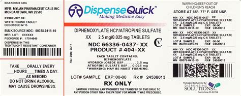 Diphenoxylate Hydrochloride and Atropine Sulfate (Dispensing Solutions ...