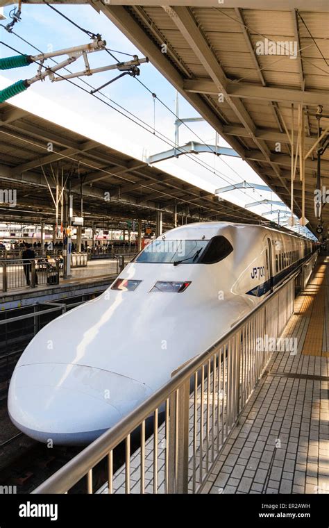 Japan Osaka 700 Series Bullet Train Shinkansen Waiting At Stock