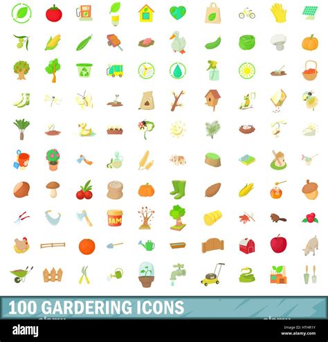 Gardering Icons Set In Cartoon Style For Any Design Vector