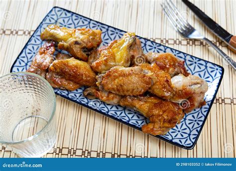 Fried Chicken Wings Served on Platter Stock Photo - Image of fragrant ...