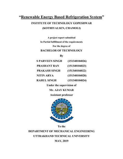 Renewable Energy Based Peltier Refrigeration System Pdf