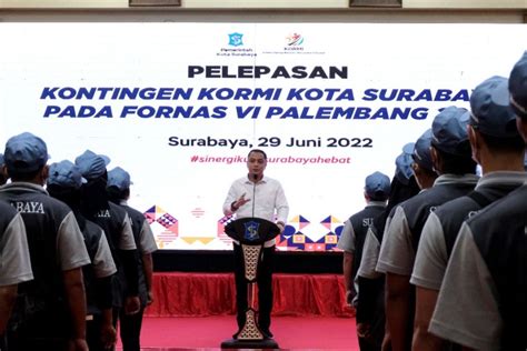 Wali Kota Surabaya Berangkatkan 146 Atlet Ke Fornas VI Di Palembang