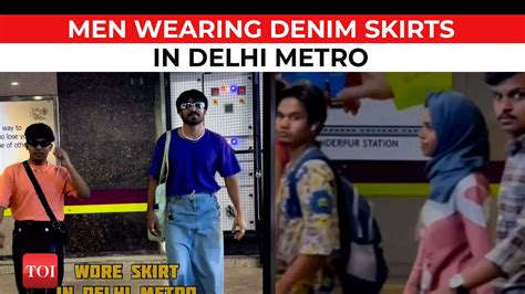 Watch Viral Video Of Men Wearing Long Denim Skirts In Delhi Metro