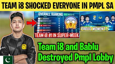 TEAM I8 BABLU DESTROYED PMPL LOBBY Team I8 Number 1 In Pmpl Sa