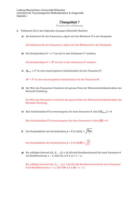 Ub 7 lösung Schopke Statistik 1 für Psychologie Lehrstuhl für