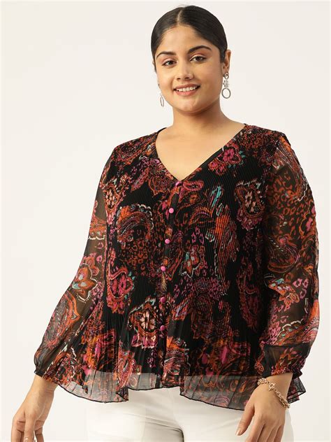 Buy Antheaa Curve Antheaa Curve Plus Size Ethnic Motifs Printed Pleated