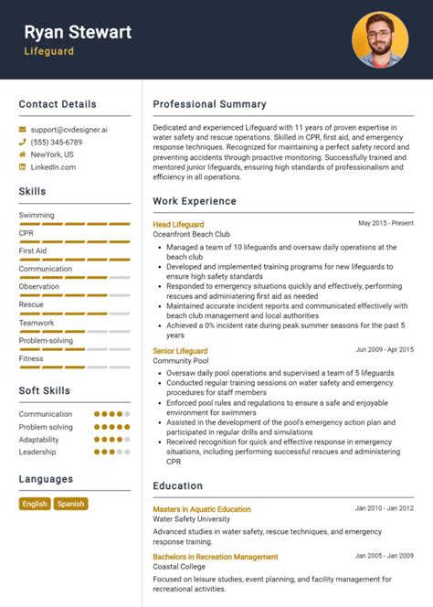 Lifeguard Resume Example For 2024 Best Writing Tips Cvdesigner Ai