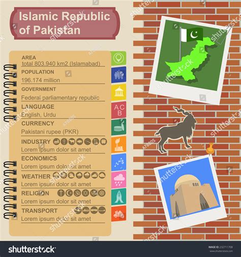 Pakistan Infographics Statistical Data Sights Vector Stock Vector