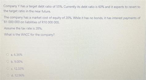 Answered Company Y Has A Target Debt Ratio Of… Bartleby