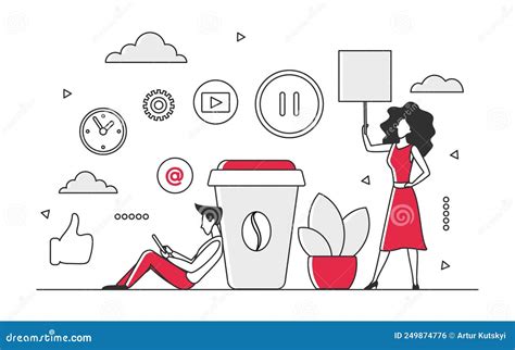 Social Media Activity And Public Content Sharing Stock Vector