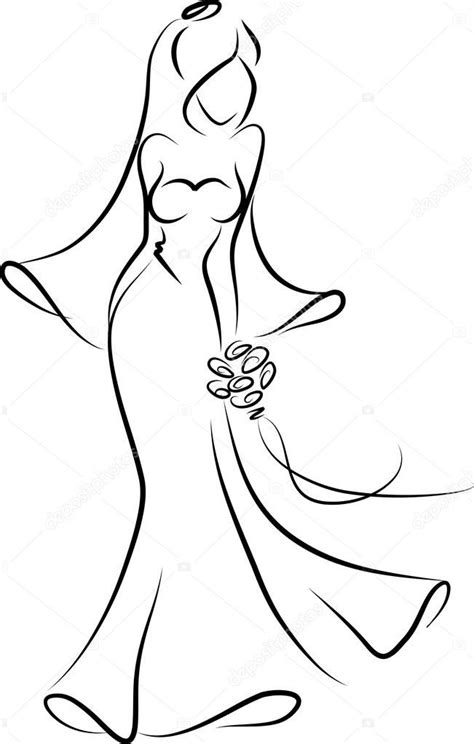 Silhouette Of A Bride In A Wedding Dress Background Wedding