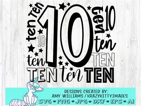 Number Birthday Svg Ten Svg Year Old Svg Tenth Etsy Ireland