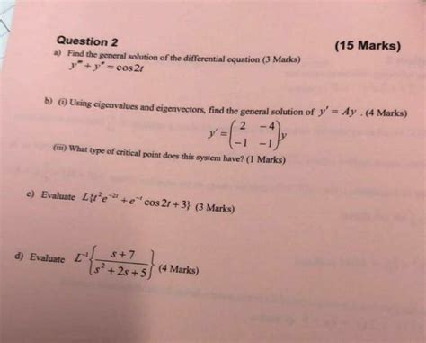 Solved Question 1 Solve The Following Differential