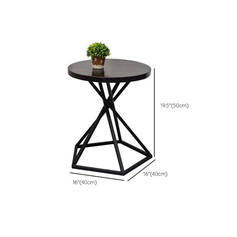 Wood Round Side Table Black Metal Frame Sofa Side Accent Table End And Side Tables