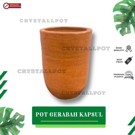 Jual POT BUNGA TANAMAN GERABAH TANAH LIAT KAPSUL TINGGI TERRACOTTA